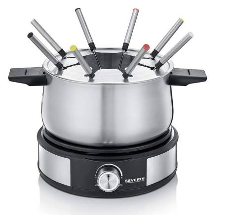 Severin Fondue y crepera 1500 W. Olla extraíble Acero Inoxidable/Negro