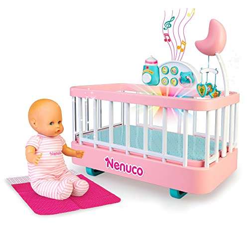 Nenuco - La cuna que te ayuda, cunita interactiva con luces y sonidos para Nenuco, con un muñeco de cuerpo blandito para los niños