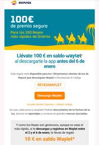 100 € o 10€ en saldo waylet para clientes de luz de Repsol