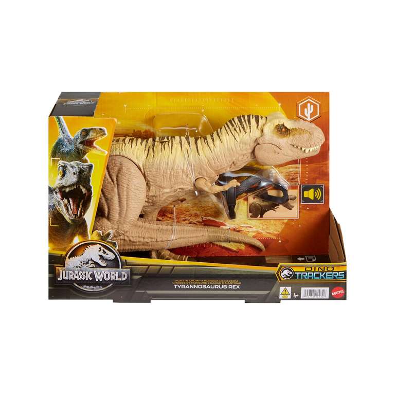 Mattel Jurassic World T-Rex Caza y mastica Dinosaurio de juguete con sonidos, +4 años (HNT62)