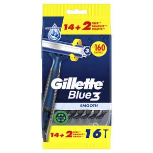 16 Maquinillas Gilette Blue 3 Desechables para Hombr