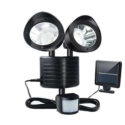 Luz LED Solar Exterior, CNSUNWAY 22 LED 2 cabezales de lámpara giratorios para IP65 Impermeable