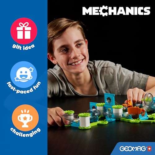 Geomag - Mechanics Challenge Goal - Educational and Creative Game for Children - Magnetic Building Blocks with Metal Spheres - 96 Pieces