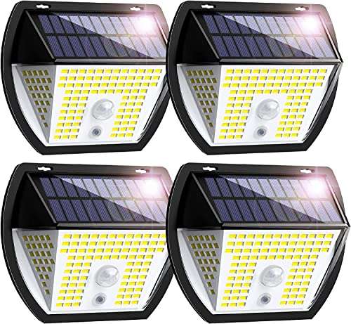 Pack de 4 Luces Solar de Exterior de 138 LED con 3 Modos y Sensor de Movimiento