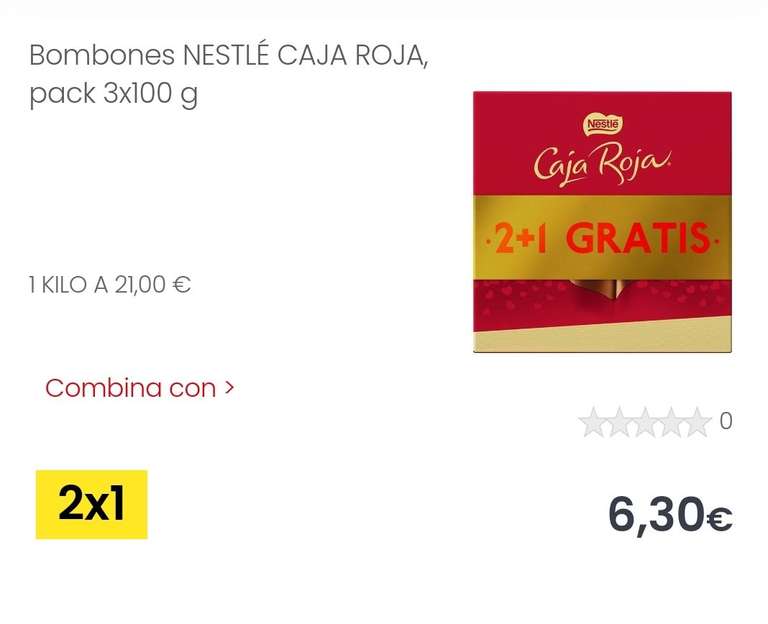 2x1 en pack de 3 cajas de bombones de 100 gramos caja roja. En Galicia sale tanto online como Físico, en otros no lo sé