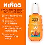 Garnier Pack Niños y Adultos Spray Protector Niños SPF 50 150ML + Crema Facial Solar Ácido hialurónico 40ML + After Sun Aloe Vera 400ML