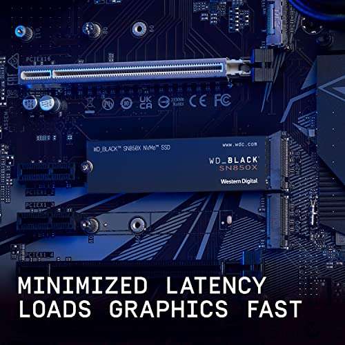 WD_BLACK SN850X 2TB M.2 2280 PCIe Gen4 NVMe SSD Almacenamiento para Juegos hasta 7300 MB/s, Color Negro