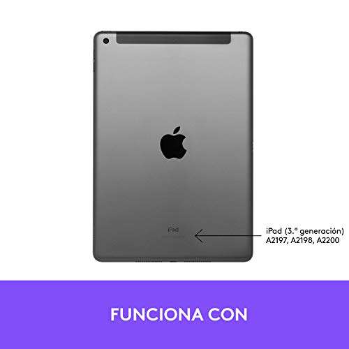 Logitech Slim Folio Funda con teclado inalámbrico integrado para iPad Air (3.ª generación, Model: A2152/A2123/A2153/A2154)