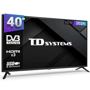 Televisor 40 Pulgadas Full HD, USB Grabador reproductor, Sintonizador digital DVB-T2/C/S2 - TD Systems K40DLC19F
