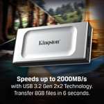 Kingston XS2000 2TB, SSD externo portátil, USB Type-C 3.2 Gen 2x2, Hasta 2.000 MB/s en lectura y 2.000 MB/s en escritura