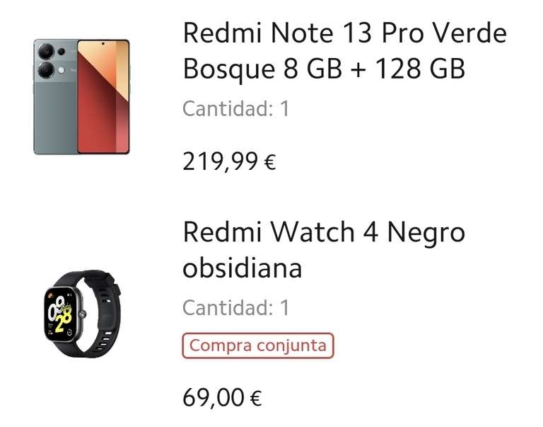 Redmi Note 13 Pro [8GB 128 GB] + Redmi Watch 4 (196,5€ con Mi Points)