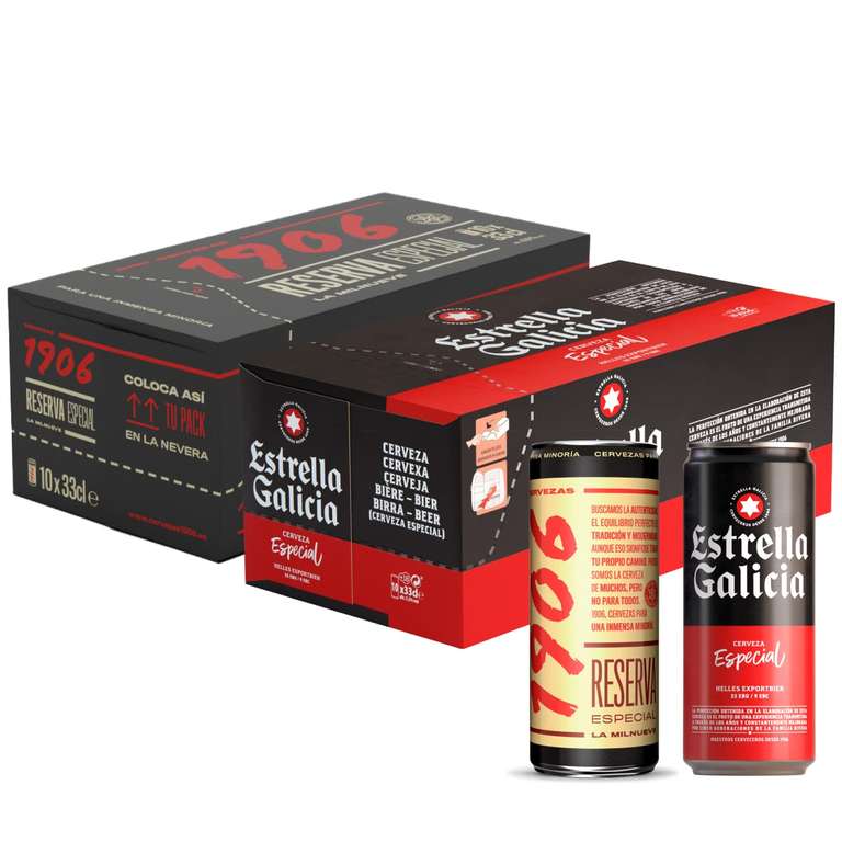 Estrella Galicia Especial y 1906 Reserva Especial Pack Estrella Galicia Especial de 10 Latas x 33 cl y 1906 Reserva de 10 Latas x 33