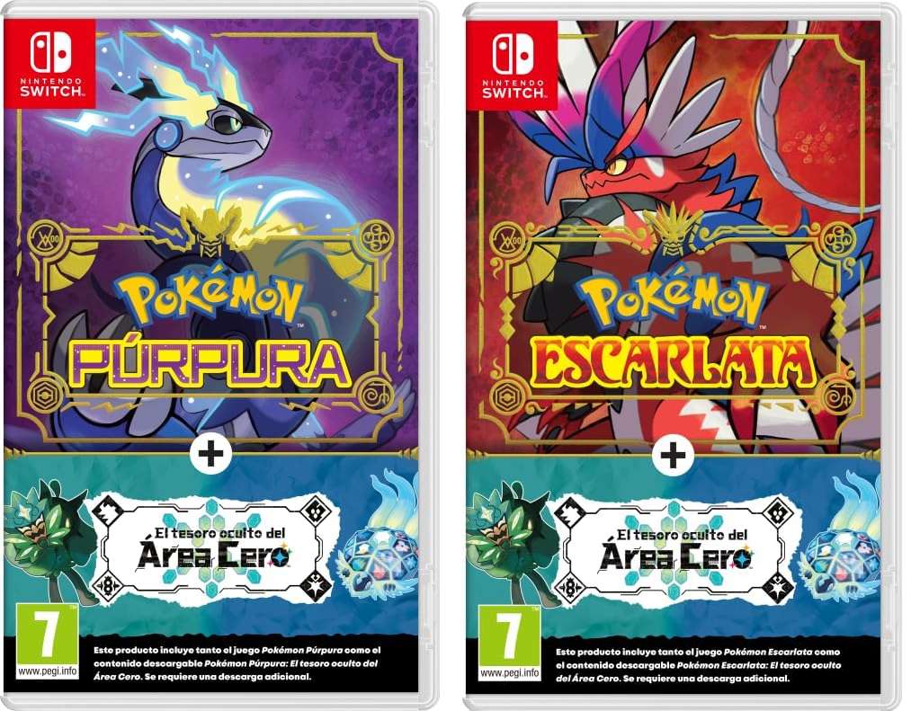 Pokémon Escarlata/Púrpura + el pack de expansión El Tesoro Oculto del Área  Cero 59,99€ c/u » Chollometro