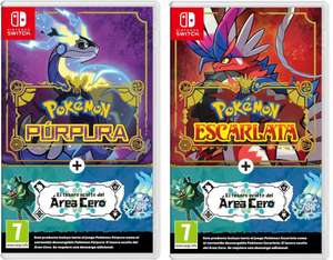 Pokémon Escarlata/Púrpura + el pack de expansión El Tesoro Oculto del Área Cero 59,99€ c/u