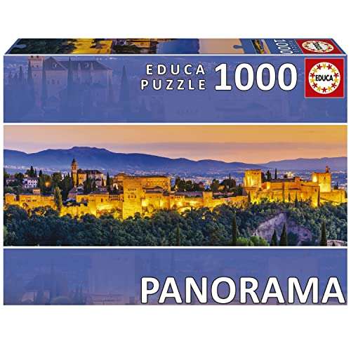 Educa - Alhambra Granada | Puzzle de 1000 Piezas en Formato panorámico. 96 x 34 cm