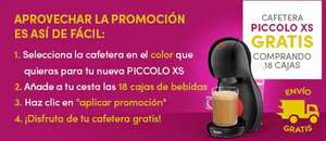Cafetera Dolce Gusto Piccolo XS manual gratis si compras 18 cajas de cápsulas