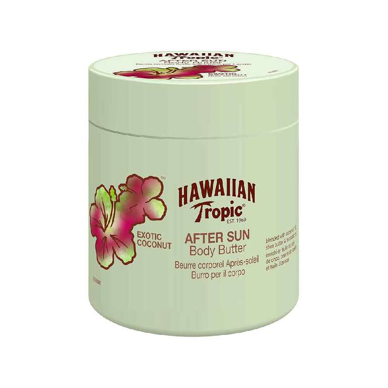 Hawaiian Tropic After Sun Body Butter - Manteca Corporal con aroma a Coco, Fórmula Hipoalergénica de Hidratación Intensa 250ml.
