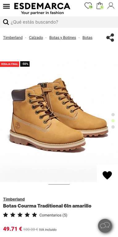 Timberland Botas Courma Traditional 6In amarillo (37, 39 y 40)