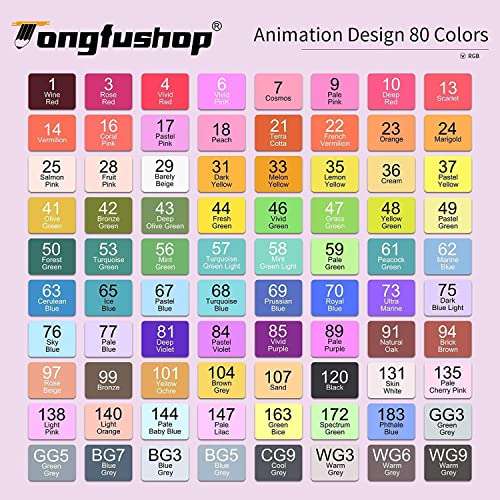 Tongfushop Rotuladores Artist de 80 Colores, Rotulador Alcohol Impermeabile