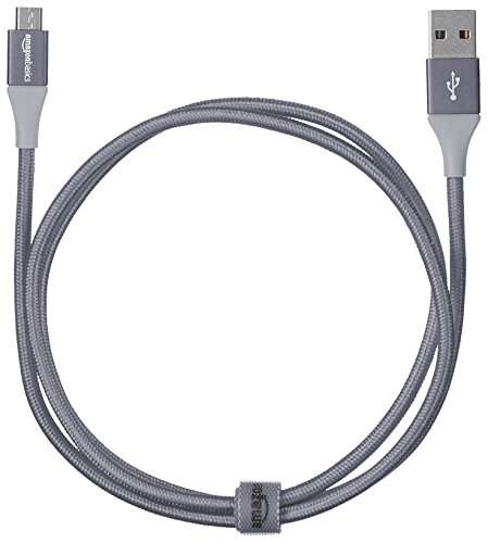Amazon Basics – Cable USB 2.0 A a micro USB B con trenzado doble | 0,9 m, Gris oscuro