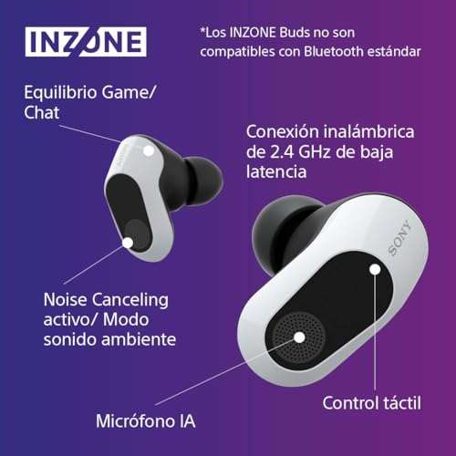 Sony INZONE Buds, Auriculares True Wireless Gaming, Transceptor de Baja latencia, Compatible con PC y PS5, 360 Spatial Sound