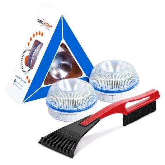 Help Flash Smart Luz de Emergencia Inteligente V16 Homologada DGT Pack 2 Unidades + Rascador Hielo
