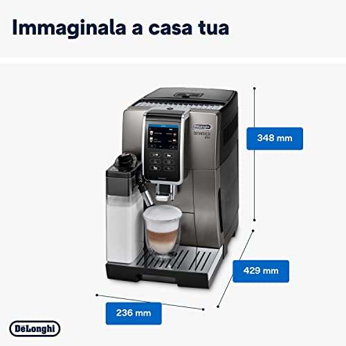 DeLonghi Cafetera Superautomática ECAM370.95.T App Para Bebidas. Dos tazas  a la Vez. Molinillo Integrado.1.450 W. Color Gris