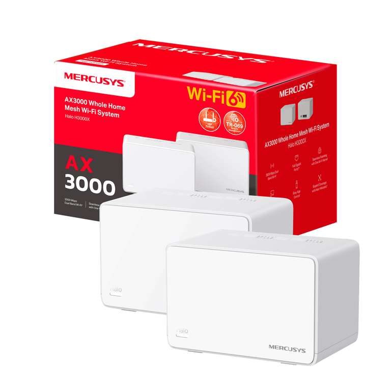 Mercusys Halo H3000X(2-Pack) - Router Sistema WiFi 6 Mesh, AX3000