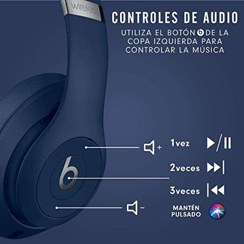 Beats Studio3 Wireless con cancelación de Ruido - Auriculares supraaurales - Chip Apple W1, Bluetooth, 22 Horas de Sonido ininterrumpido