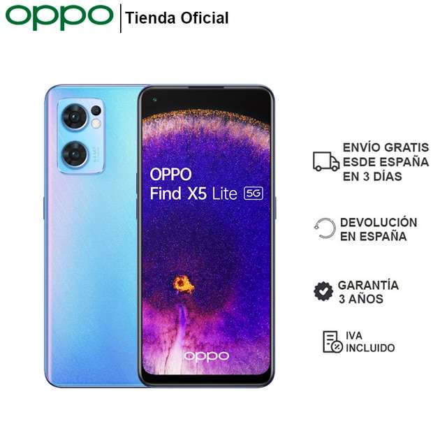 OPPO Find X5 Lite 5G 8GB/256GB, AMOLED 6.43" 90Hz 64MP Dimensity 900 5G 4500mAh Carga rápida 65W ColorOS 12 Garantía 2 Años- Desde España