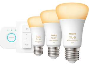 Kit de Inicio Philips Hue - Philips Hue A60 E27, 5W, 3 bombillas LED + Interruptor inteligente + Hue Bridge