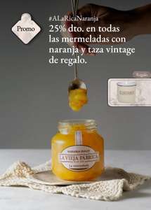25% de descuento en todas las mermeladas de naranja de La Vieja Fabrica y una taza vintage de regalo con tu pedido