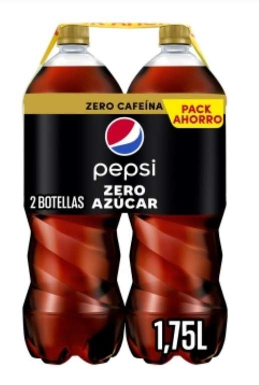 6 botellas Pepsi zero azúcar zero cafeína de 1'75L(3 packs de 2 botellas) [1.10€/ud - 0'62€/L]