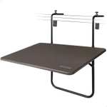 Aktive - Mesa plegable rectangular, para barandilla balcón o terraza, color antracita, 60x40x60/67 cm