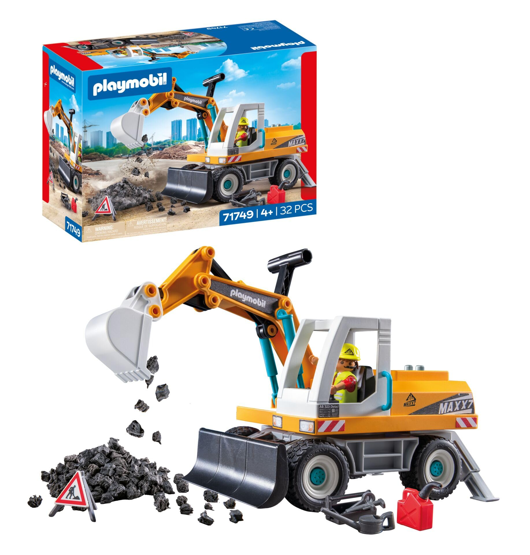 Playmobil; Action Heroes: Set de excavadora para niños.