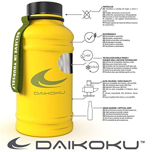Daikoku - Botella de Agua de Acero Inoxidable 2.2L | A Prueba de Fugas | Aislamiento Térmico de Doble ParedVARIOS COLORES