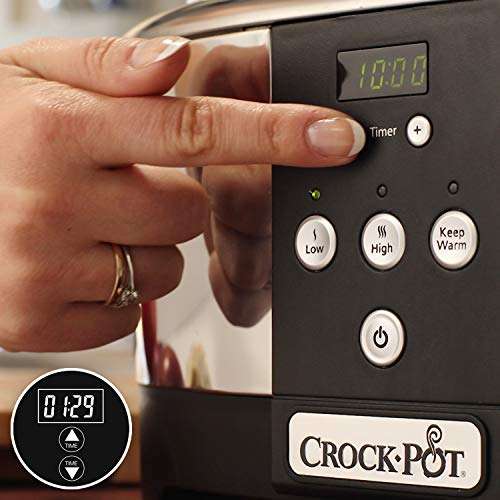 Crockpot Olla de cocción lenta digital | Para preparar multitud de recetas | 5.7 L | Acero Inoxidable, Color Plateado (tb ECI)