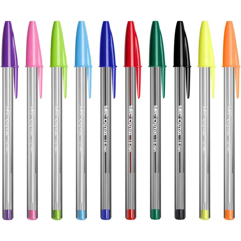 BIC Cristal Multicolour, Bolígrafos de Punta Ancha (1,6 mm), Colores Surtidos, Pack de 15 Unidades