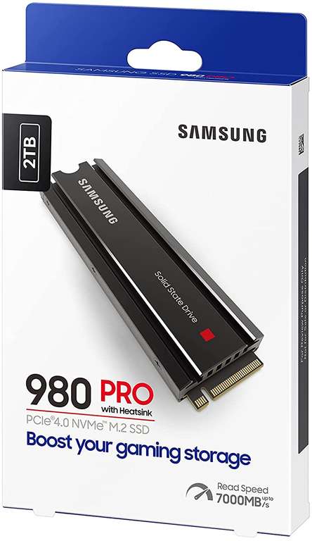 Samsung 980 PRO 2TB SSD PCIe 4.0 NVMe M.2 con Disipador de Calor, velocidades de lectura de hasta 7.000 MB/s, compatible PlayStation 5