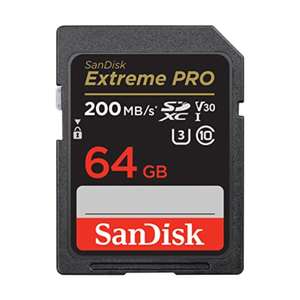 SanDisk 64GB Extreme PRO, Tarjeta de memoria, SDXC, hasta 200 MB/s, + RescuePro Deluxe, UHS-I Class 10 U3 V30