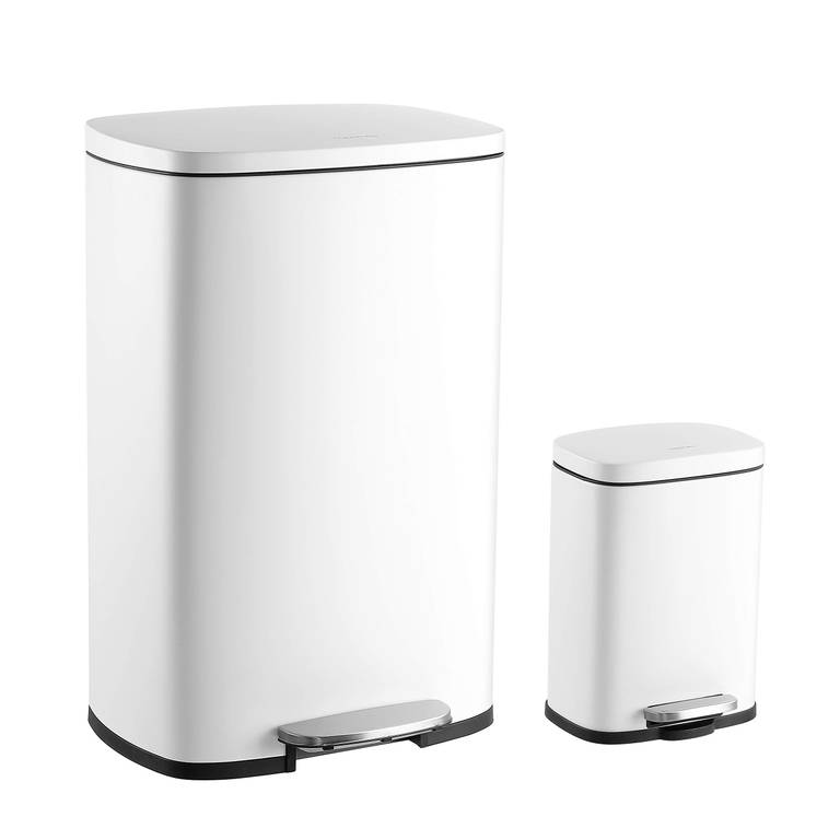 Papelera 50l y 5l de acero inoxidable blanca Como Nuevo