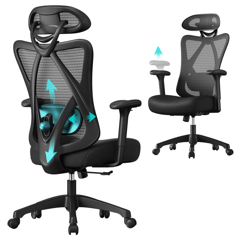 SONGMICS Silla de Oficina Ergonómica de Malla