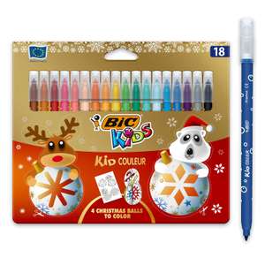 BIC Kids Kid Couleur - Rotuladores para colorear (punta media, edición navideña), paquete de 18
