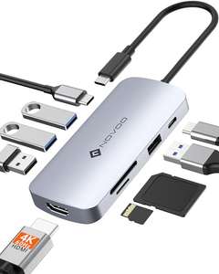 Multipuerto USB C 9 en 1 con 4K@60Hz HDMI, 5 Puertos USB, 100W PD, SD/TF. USB C a HDMI, Dock USB C para MacBook Air HP, DELL, Lenovo, ASUS