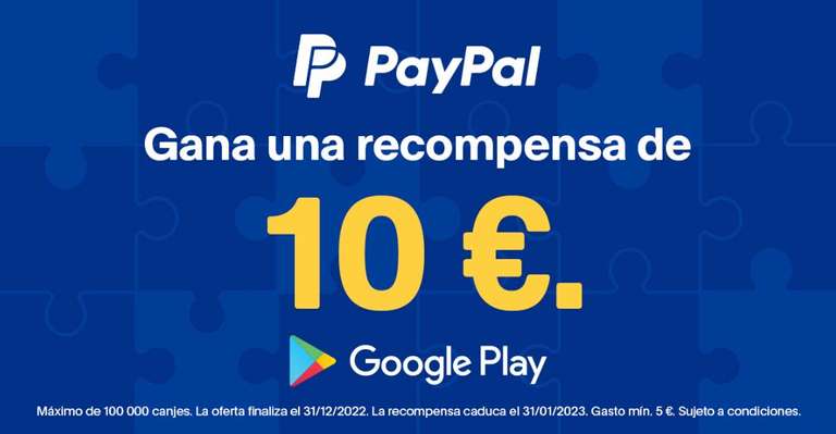 Gasta 5€ en Google Play y te dan 10€ de saldo en PayPal