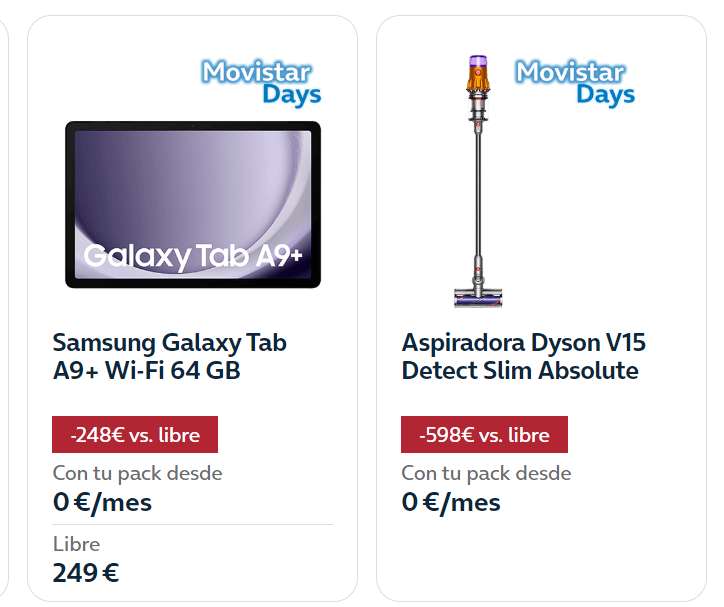 Movistar Days. Oferta de dispositivos con grandes descuentos desde 0 € al mes. (Por tiempo limitado: Solo 4 días y solo online)