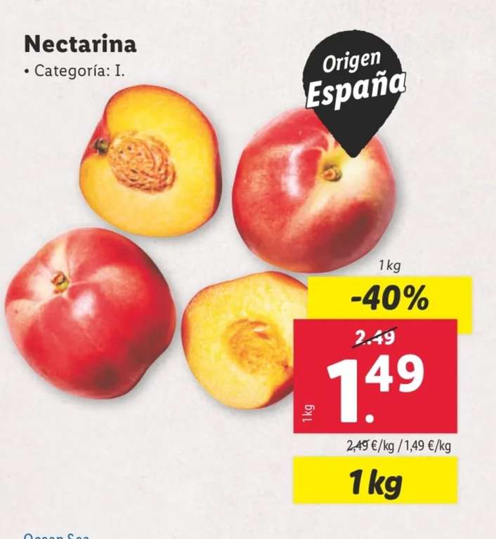 Nectarina origen España a 1,49€/kg - [Lidl]