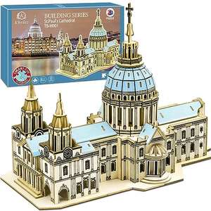 KHOLEZ Puzzle 3D Catedral de San Pablo, Rompecabezas de Madera 3D Juego para Adultos Niños, 3D DIY Modelo de Construcción Kits, 237 Piezas