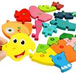 Faburoo 4pz Puzzles de Madera Educativos para Bebé niños 3 4 5 6 años, Rompecabezas de Madera Bebe Puzzle Bebé Preescolar