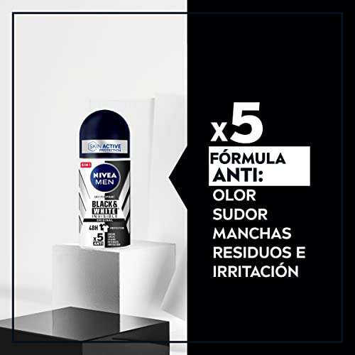 NIVEA MEN Black & White Invisible Original Roll-on pack de 6 (6 x 50 ml), desodorante antimanchas de cuidado masculino. [1'43€/ud]